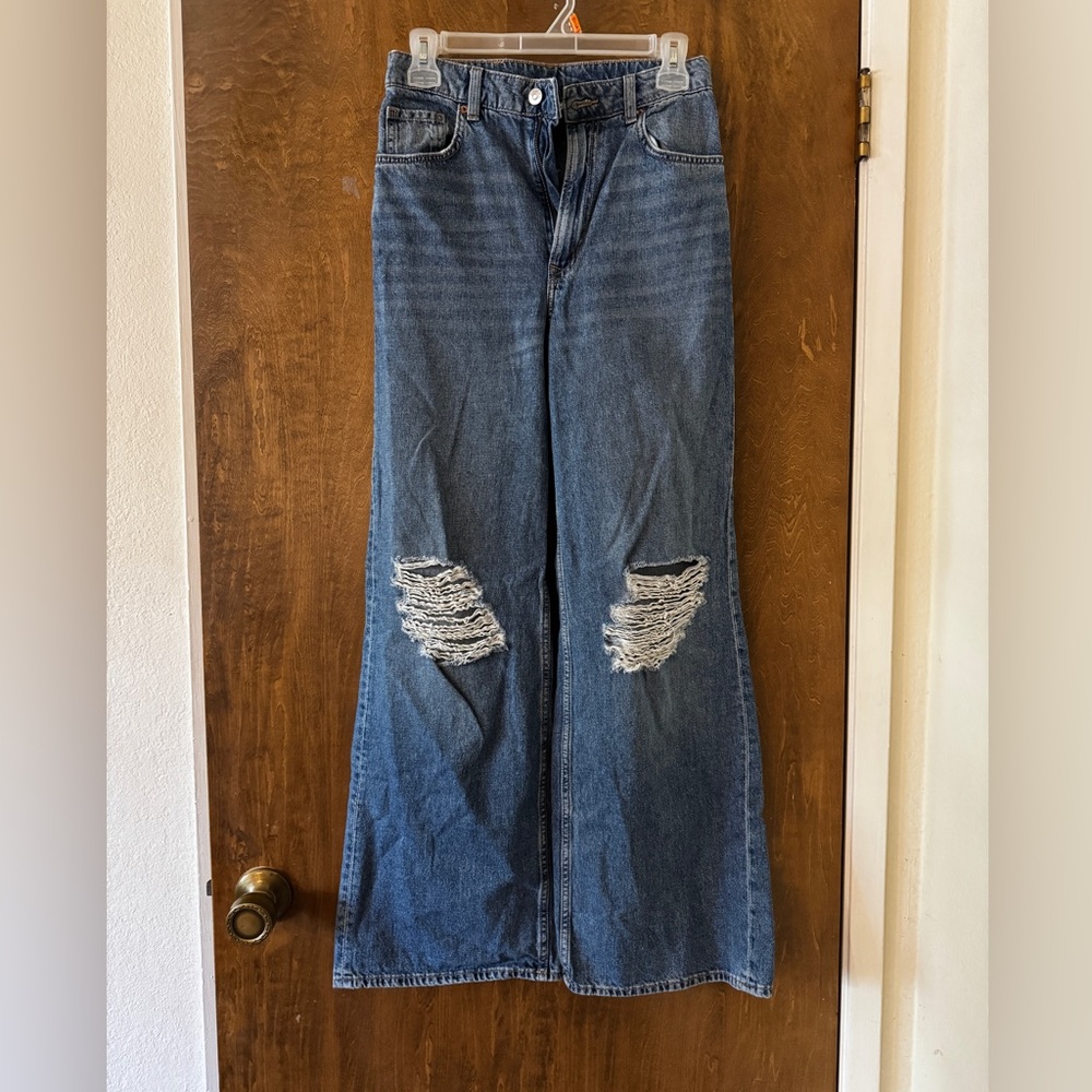 Divided Wide Straight Leg Distressed Women's Jeans
